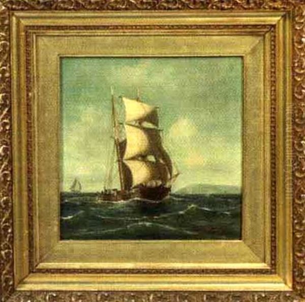 Portrait Of A Ship Sailing In Coastal Waters Oil Painting by William Haskell Coffin