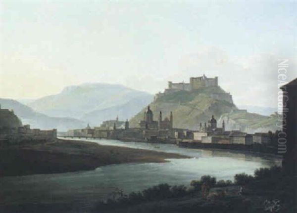 Blick Auf Salzburg Oil Painting by Joseph (Charles) Cogels