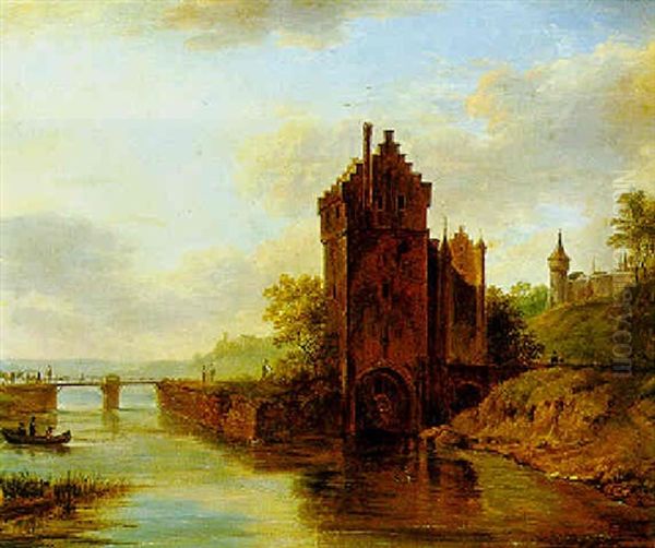 Fluslandschaft Mit Befestigungsanlage Oil Painting by Joseph (Charles) Cogels