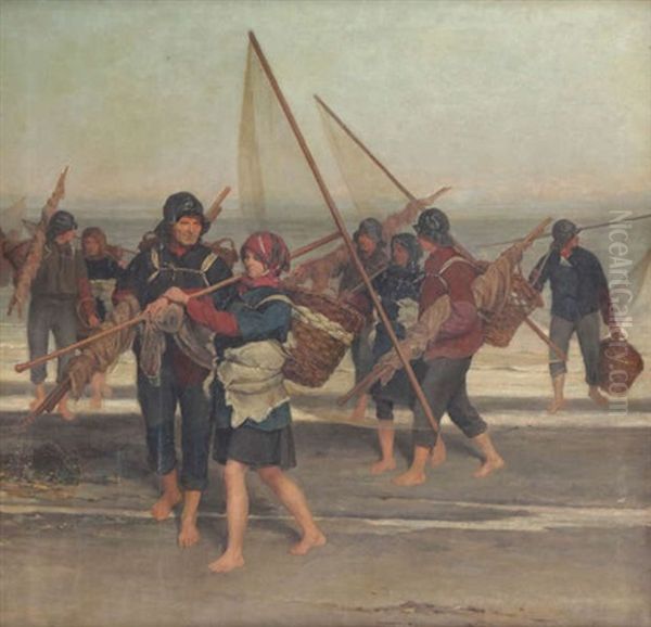 Retour De La Peche Oil Painting by Felix Cogen