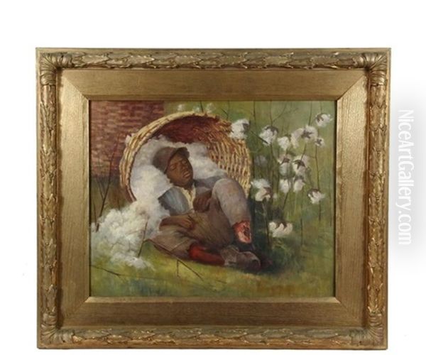 Cotton Picker Sleeping In His Basket Oil Painting by John I. Coggeshall