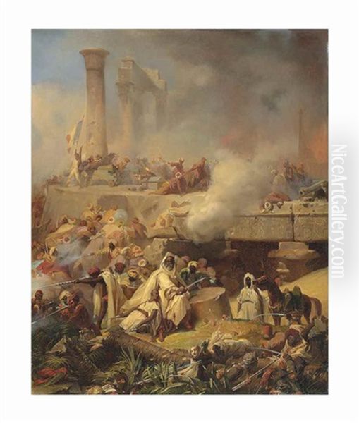 Battle Of Heliopolis, Lower Egypt Oil Painting by Leon Cogniet