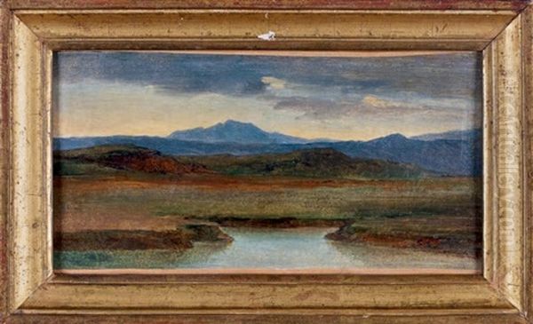 Vue Prise Pres D'aqua Acetosa, Avec Le Tibre Et Le Mont Soracte Oil Painting by Leon Cogniet