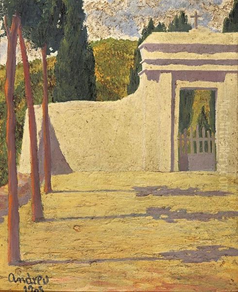 Entrada Al Camposanto Oil Painting by Teodoro Andreu Y Sentamans