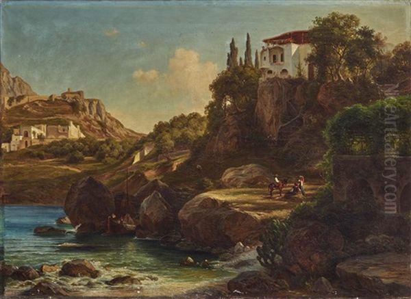 Landscape Near Olevano Oil Painting by Eduard Cohen