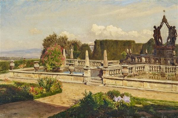 Im Park Der Villa Lante Bei Bagniaia Oil Painting by Eduard Cohen