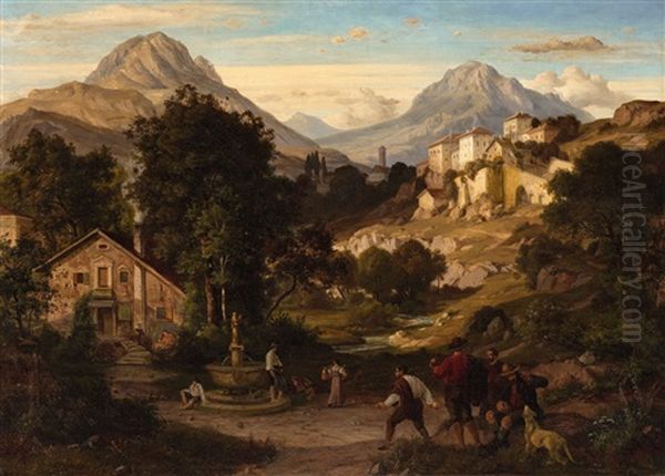 A Landscape In The Southern Alps Oil Painting by Eduard Cohen