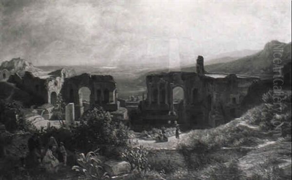 Ansicht Des Amphitheaters In Taormina, Sizilien Oil Painting by Eduard Cohen