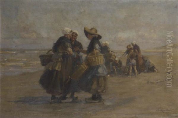 Fisherwomen Gossiping On The Beach by Minnie Agnes Cohen