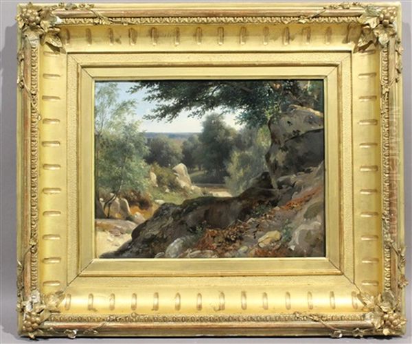 Vue Prise Dans La Vallee Du Nid De L'aigle A Fontainebleau Oil Painting by Jules Coignet