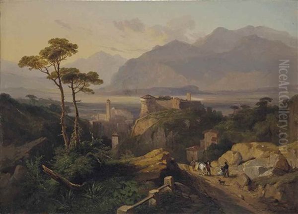 Vue De Grottaferrata Oil Painting by Jules Coignet