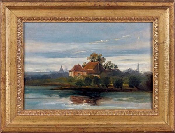 La Seine Aux Environs De Rueil Oil Painting by Jules Coignet