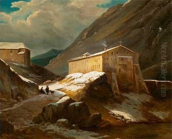 Le Col De Saint Bernard (?) Oil Painting by Jules Coignet