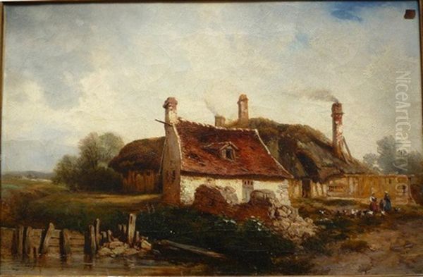 Chaumiere Normande Oil Painting by Jules Coignet