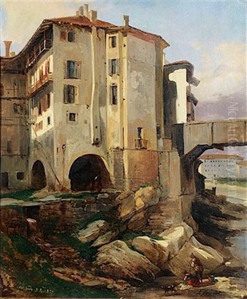 Vue De Roveredo, Frioul-venetie Oil Painting by Jules Coignet