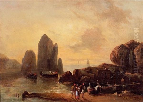 Vue De Capri D'apres Nature Oil Painting by Jules Coignet