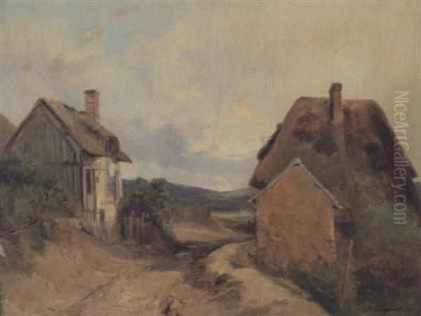 Chemin Et Hameau Oil Painting by Jules Coignet