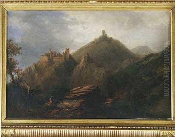 Vue Presumee De Heidelberg Oil Painting by Jules Coignet