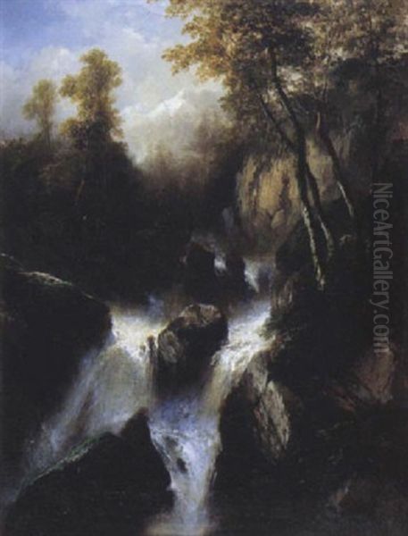 La Cascade Oil Painting by Jules Coignet