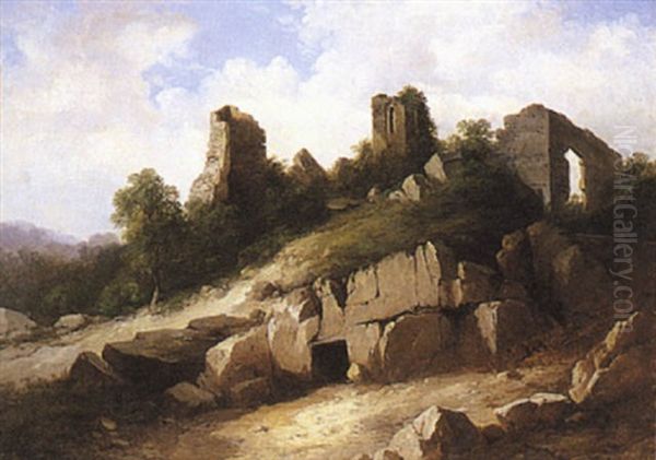 Paysage Aux Ruines Medievales Oil Painting by Jules Coignet