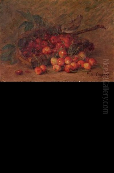 Nature Morte Aux Cerises (+ Nature Morte Aux Peches, Pair) Oil Painting by Marie Coignet