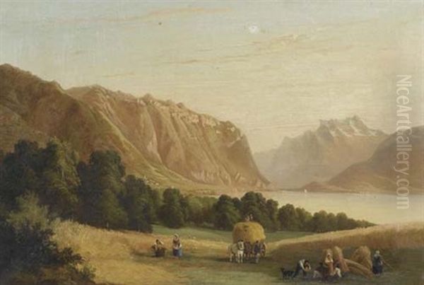 Umgebung Von Montreux Oil Painting by Jean Jacques Francois Coindet