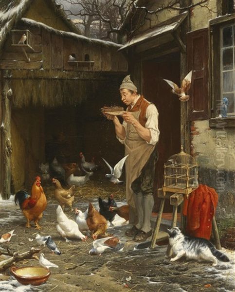 The Pigeon Lover Oil Painting by Jan David Col