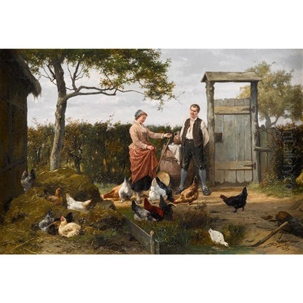 Farmyard Oil Painting by Jan David Col