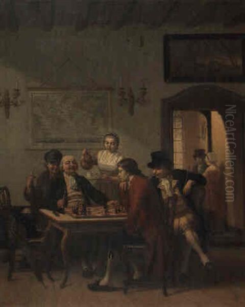 Chess Game, Antwerp Oil Painting by Jan David Col