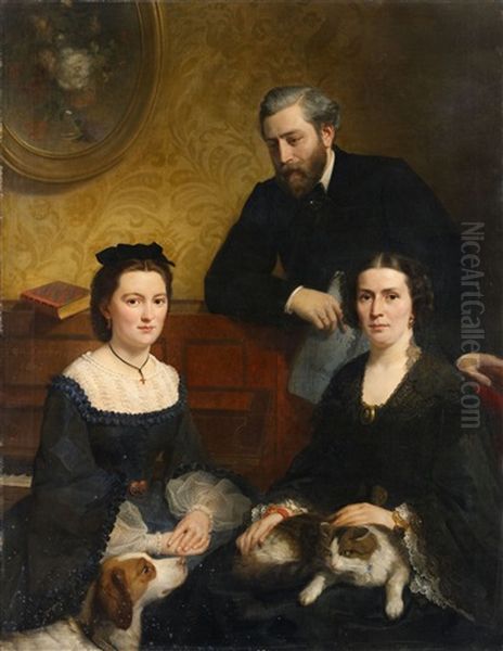 Portrait Of The Musician Lavaud With His Family Oil Painting by Alphonse Colas