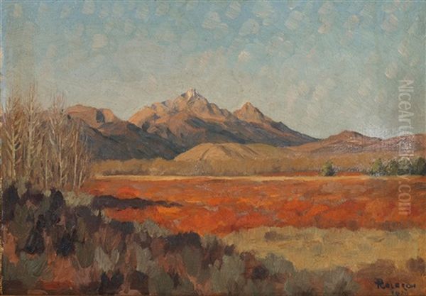 Teton's From Jy Ranch, 22 Oct, '29 Oil Painting by Paul Colbron