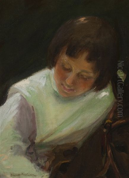 Ruth, Portrait Of A Young Girl Oil Painting by Elanor Ruth Gump Colburn