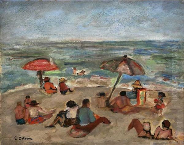 A Day At The Beach Oil Painting by Elanor Ruth Gump Colburn