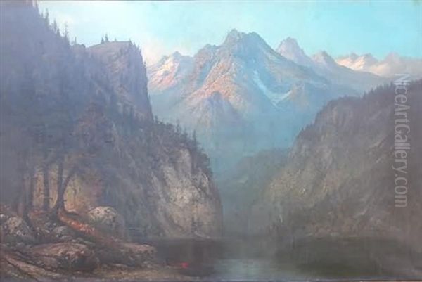 Large Mountainous Landscape Oil Painting by George Ernest Colby