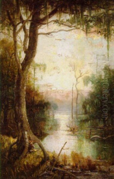 Louisiana Swamp Scene Oil Painting by George Ernest Colby