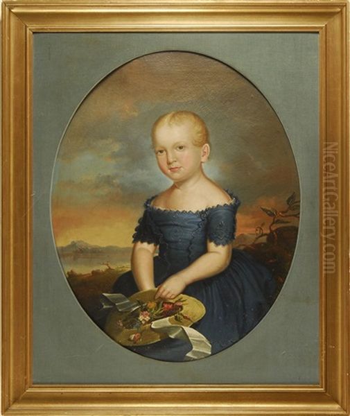 Elizabeth K. Schwenk, Age 4 Oil Painting by Charles Octavius Cole