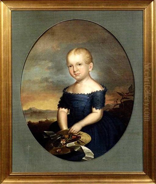 Portrait Of Elizabeth K. Schwenk, Age Four Oil Painting by Charles Octavius Cole