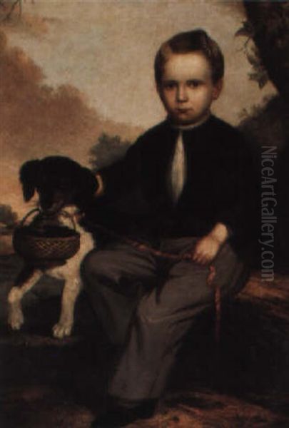 The Berry Pickers: Portrait Of A Young Boy And His Dog Oil Painting by Charles Octavius Cole