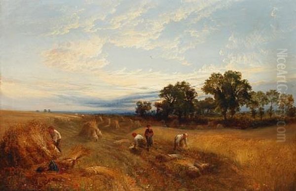 A Surrey Harvest Oil Painting by George Cole