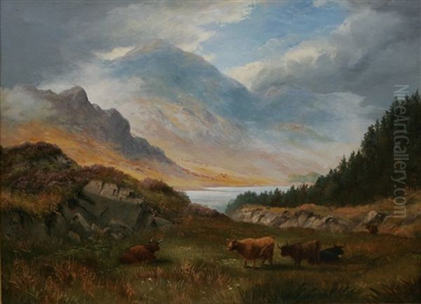 Landskap Med Kor Oil Painting by George Cole