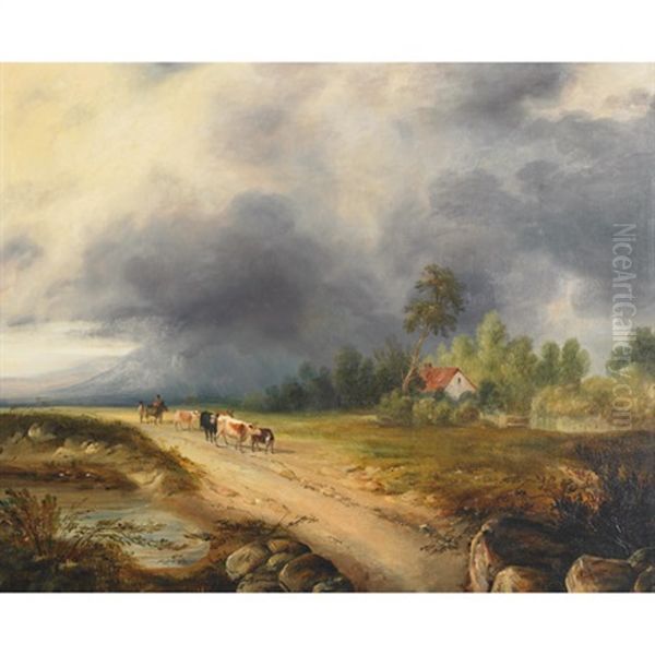 Approaching Storm - Atherley, Wilts Oil Painting by George Cole