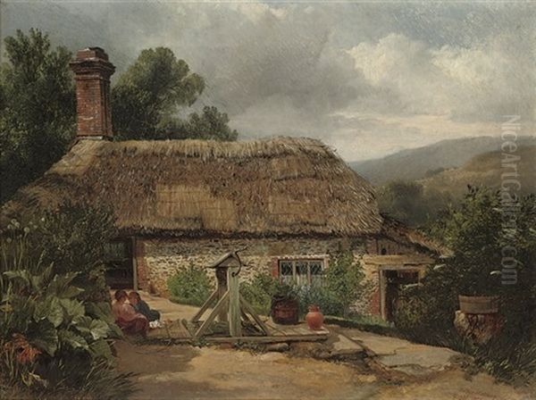 A Cottage At Albury, Surrey Oil Painting by George Cole