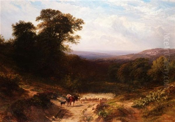 Returning From Market, Dusty Road, Surrey Oil Painting by George Cole