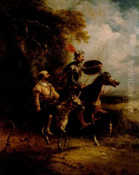 Don Quijote Och Sancho Pancha Oil Painting by George Cole