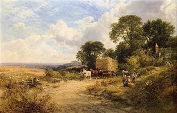 Carting The Ripe Harvest, Coombe Oil Painting by George Cole