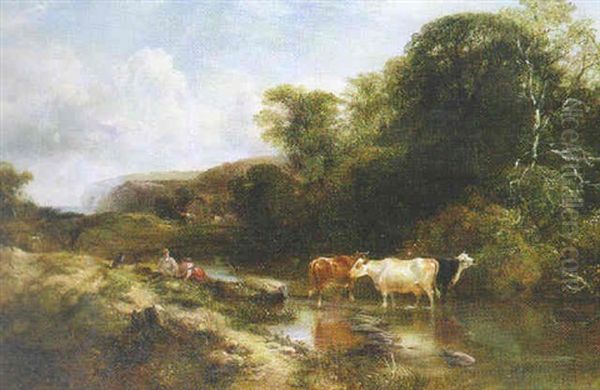 The Watering Place Oil Painting by George Cole