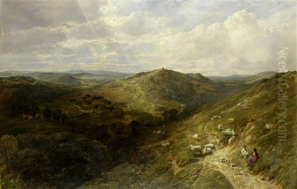 Landscape, Possibly The Hog's Back, Guildford Oil Painting by George Vicat Cole