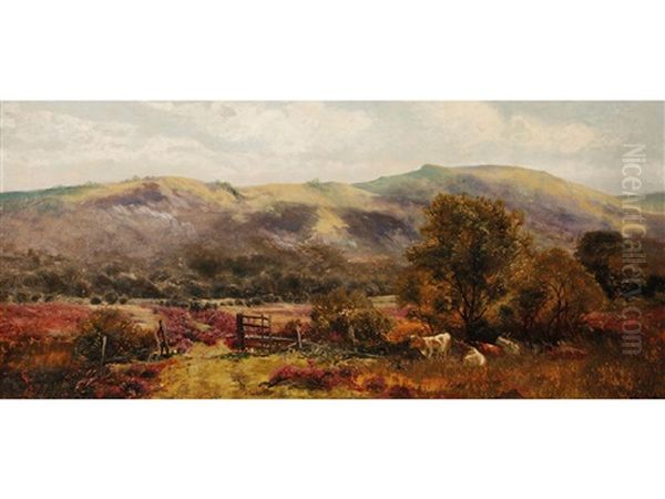 Cattle In A Landscape With Hills Beyond Oil Painting by George Vicat Cole