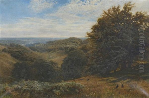 A Landscape With Arundel Castle In The Distance Oil Painting by George Vicat Cole