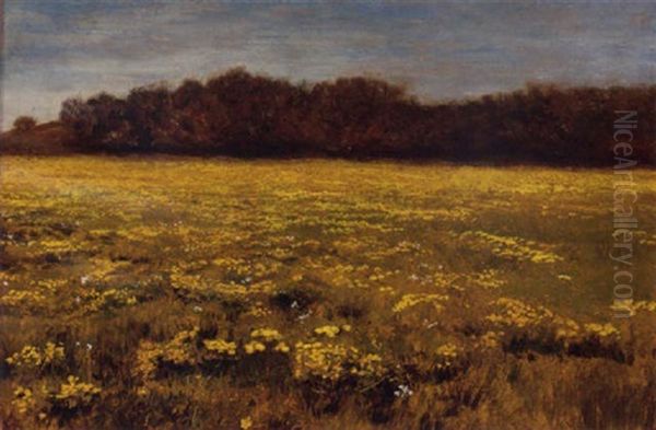 Across The Field Of Ragwort Oil Painting by George Vicat Cole